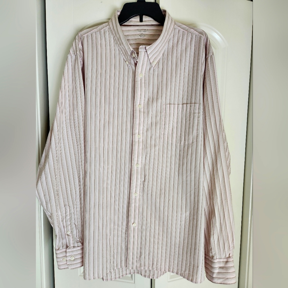 Sonoma Men's Pink Striped Casual Button Down Shirt SzXXL!